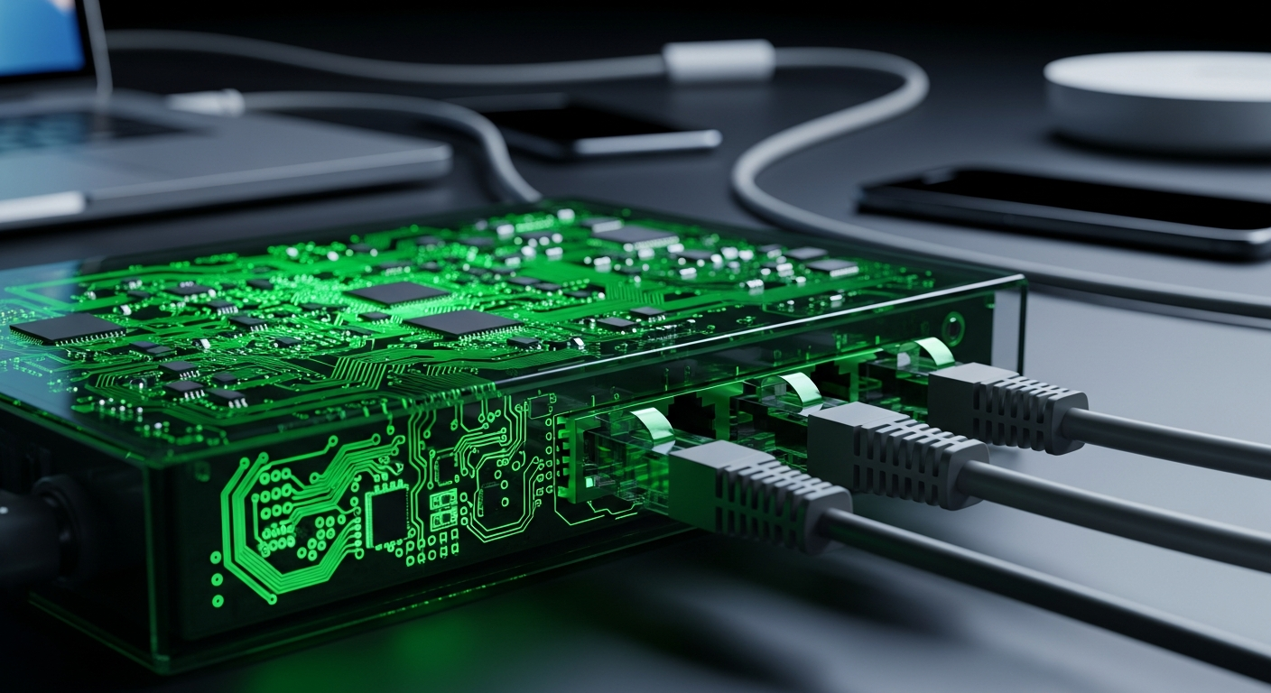 Secure home network setup with router and connected devices — network security focus